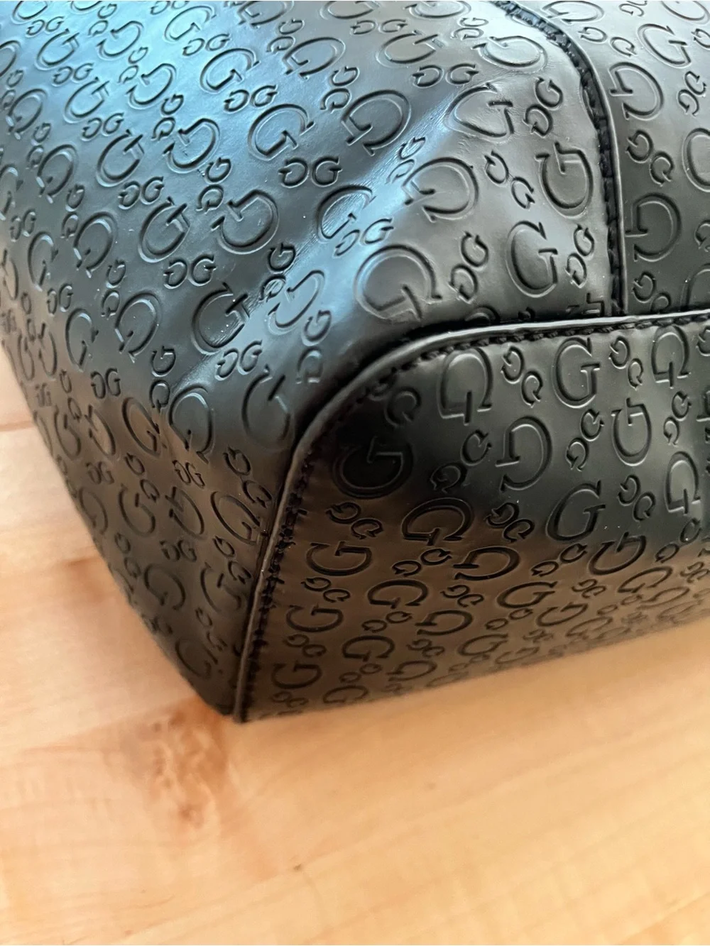 Guess Black Embossed Logo-Patterned Shopper Tote